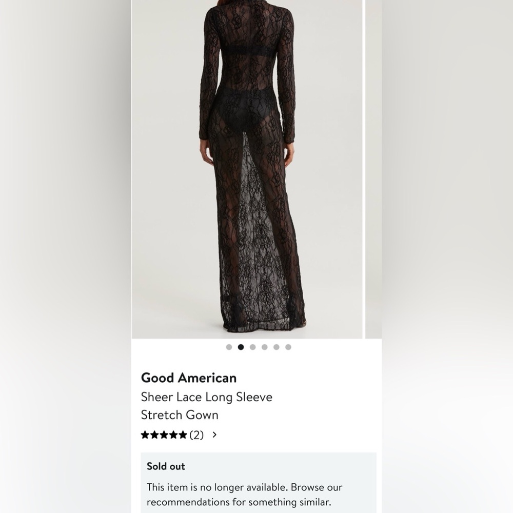 Good American Black Sheer Lace Long Sleeve Maxi Robe - Picture 2 of 5